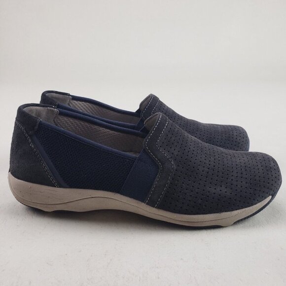 Dansko Halle Suede Slip On Shoe Womens 6.5 7 37 Blue Perforated Comfort Flat - Picture 2 of 11
